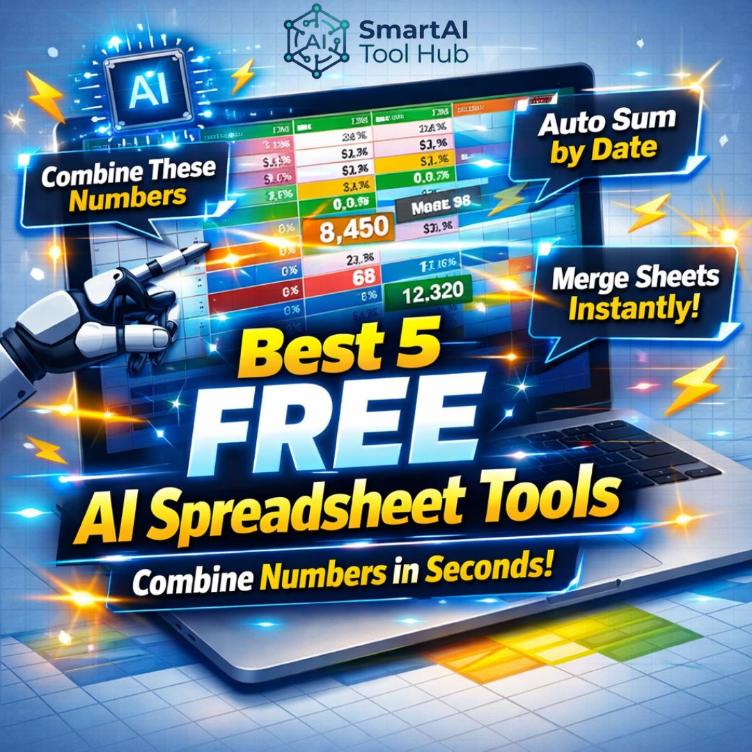 Best free AI spreadsheet tools combining numbers and data automatically in spreadsheets.